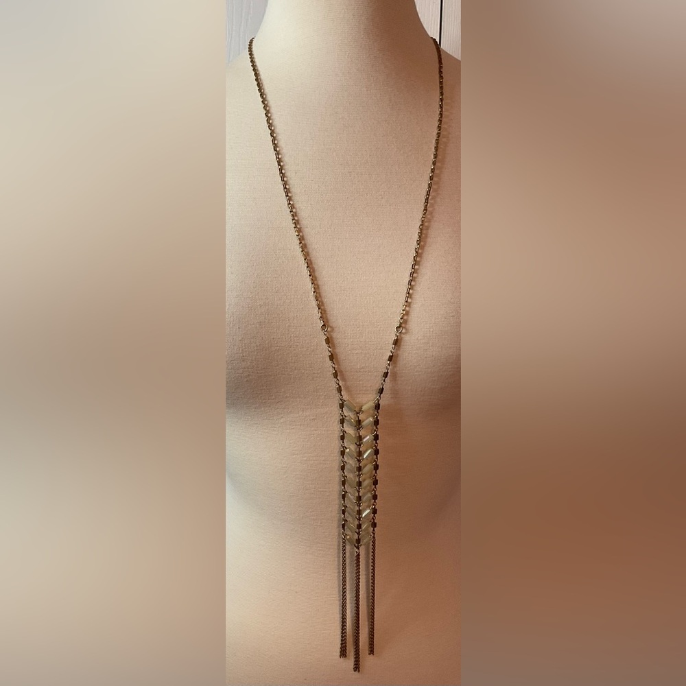 Bella Jack Gold Beaded Long Necklace Tassel‎